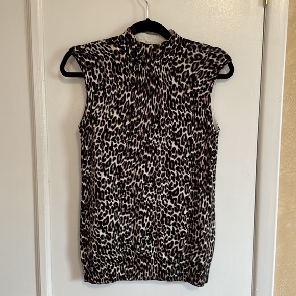 Cable & Gauge sleeveless turtleneck top shirt animal print size Large L - Picture 2 of 5